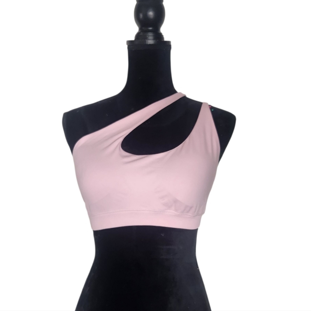 Baby Pink Pastel Asymmetrical Sports Bra